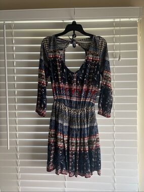 Hollister Navy Multi-Stripe Tie-Back Long Sleeve Dress Size XS